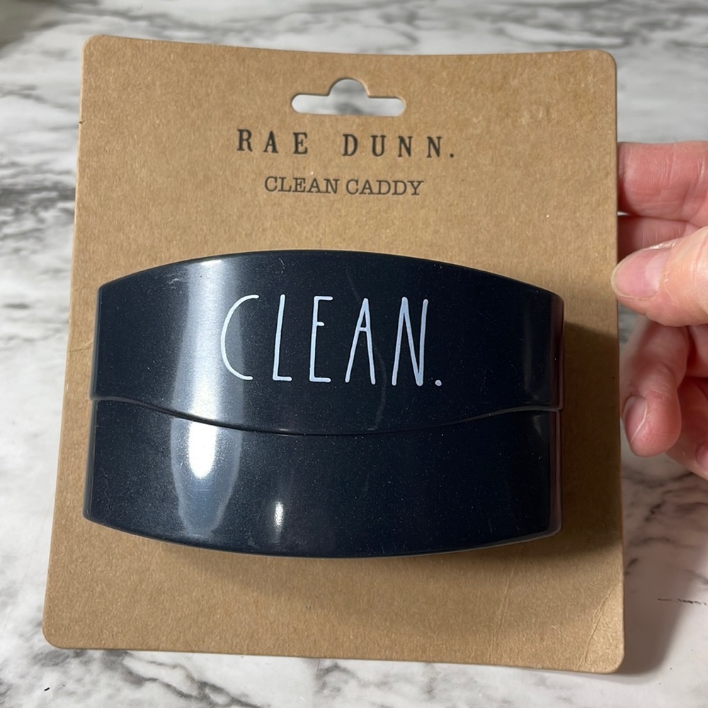 Rae Dunn clean caddy, suction cup attached to sink to clean knives, silverware